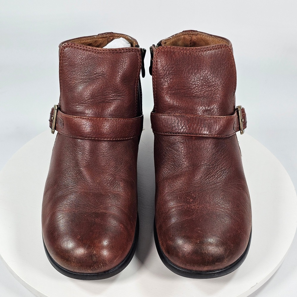 Ariat 20020 Brown Leather Buckle Ankle Boots Womens‎ 6B Zip Up Low Wedge Booties - Picture 5 of 7